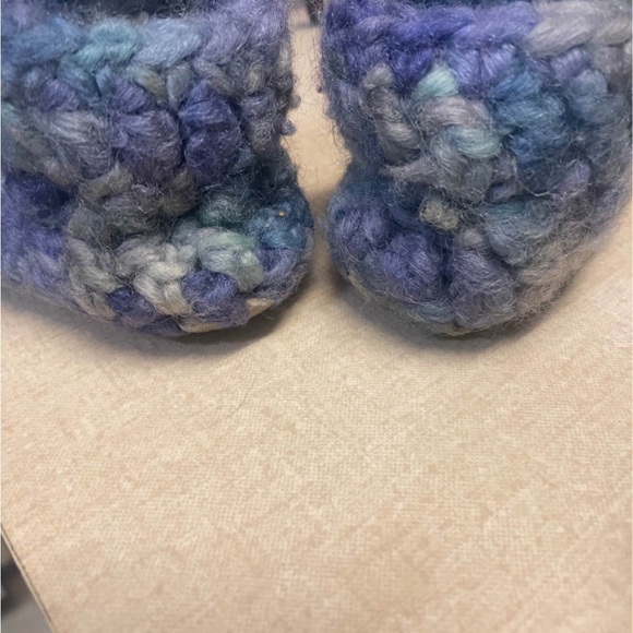 Padraig Chunky Knit Toddler Baby 5” Booties in Blues Handcrafted Wool Slippers - Picture 4 of 7